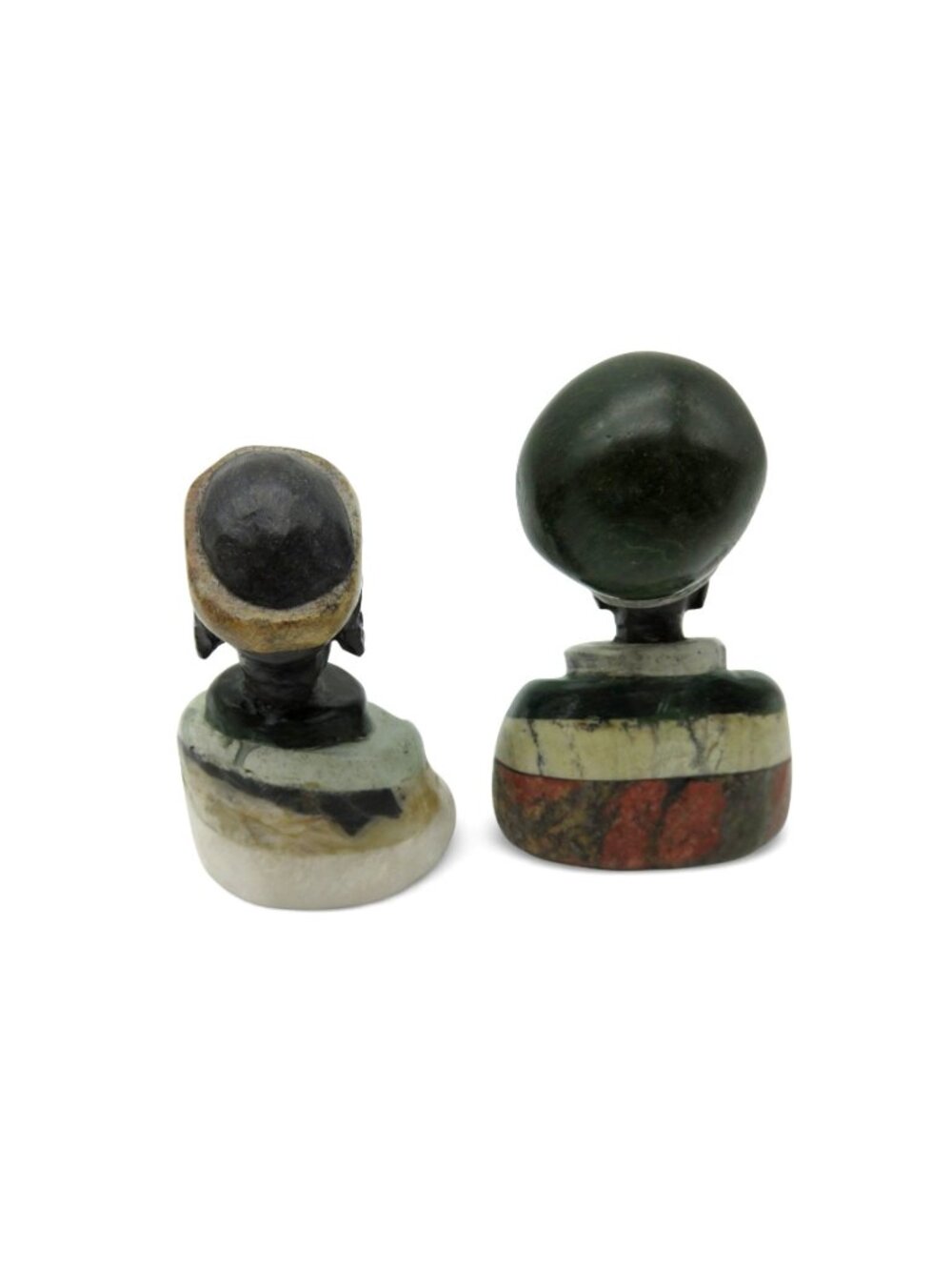 Small Stone Bust Set Hand Carved in South Africa 3.5" and 2.7" - Picture 3 of 12